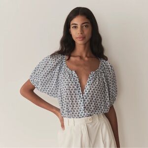 Doen Blue Floral Women's Blouse